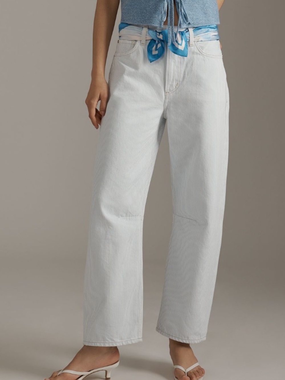 Citizens of Humanity Miro Nautical Blue Striped Barrel Jeans Relaxed Fit size 30